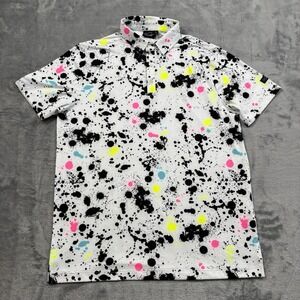Sunday Swagger Polo Shirt Mens Medium White Paint Splatter Performance Golf